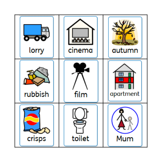 UK vs USA English Bingo Card