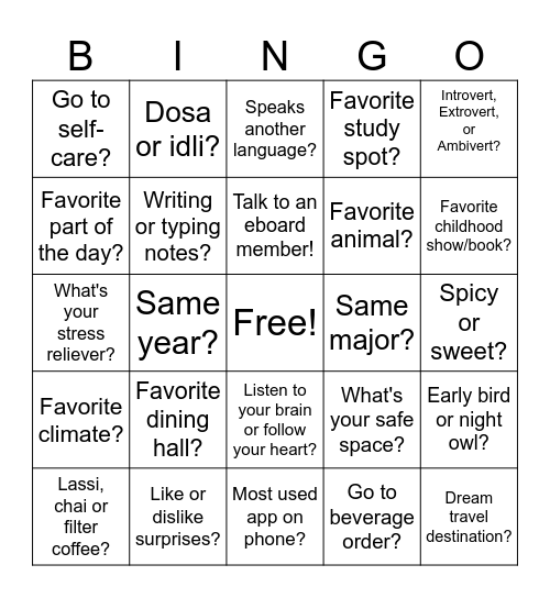UMass MannMukti B I N G O Bingo Card
