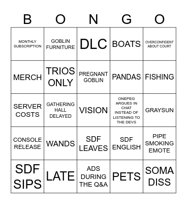 DaD Q&A BONGO CARD Bingo Card