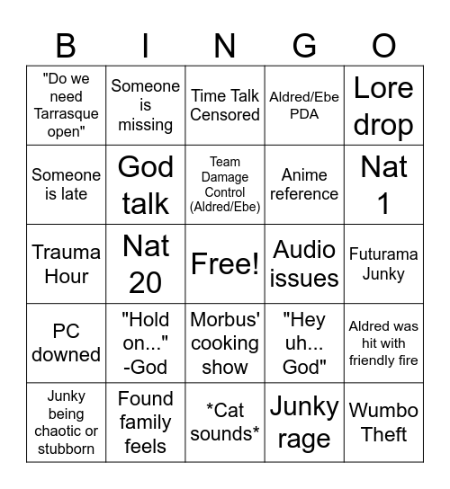 Unfamiliar Horizons Bingo Card