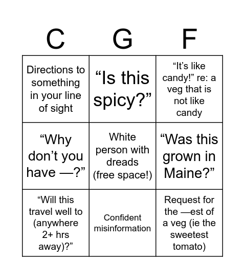 2025 Vendor Bingo Card