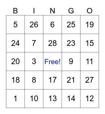 Ice Breaker (JCR) Bingo Card