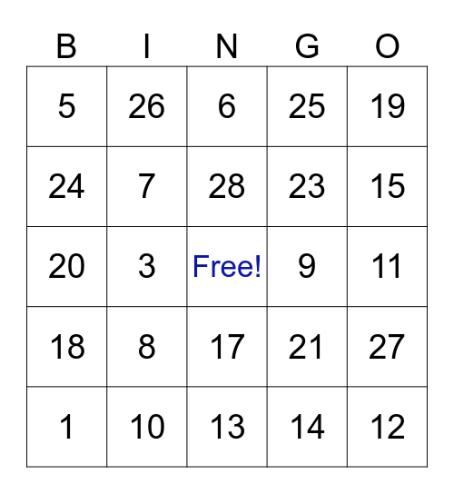 Ice Breaker (JCR) Bingo Card