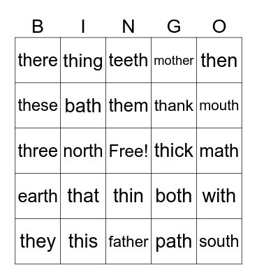 Lesson 46 and 47: th Bingo Card