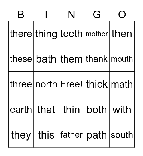 Lesson 46 and 47: th Bingo Card