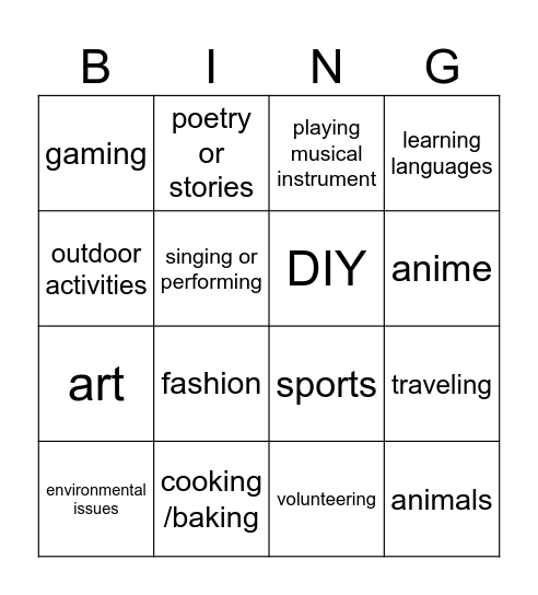 Find someone...passionate about... Bingo Card