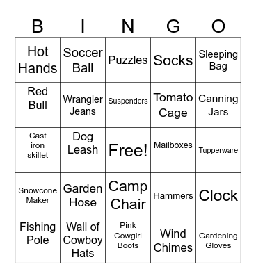 Smithfield Implement Bingo Card