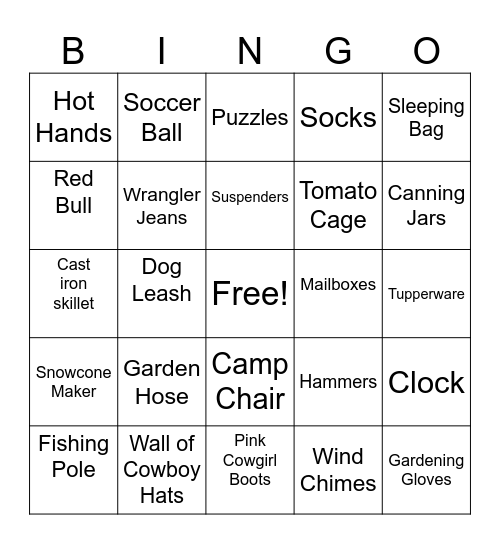 Smithfield Implement Bingo Card