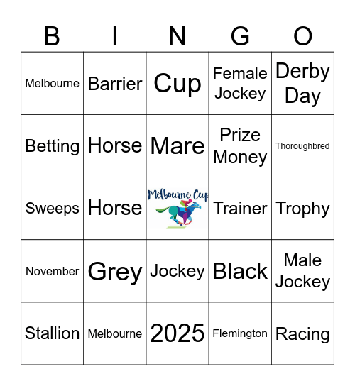 Melbourne Cup Bingo Card