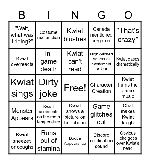 Kwiat's Spooky Bingo Card