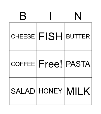 FOOD AND DRINKS Bingo Card