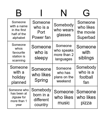 Human Bingo Card