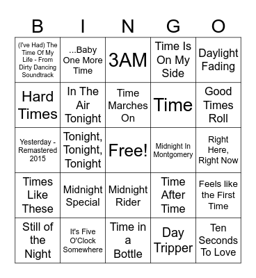 Time Bingo Card