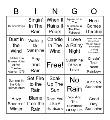 WEATHER Bingo Card
