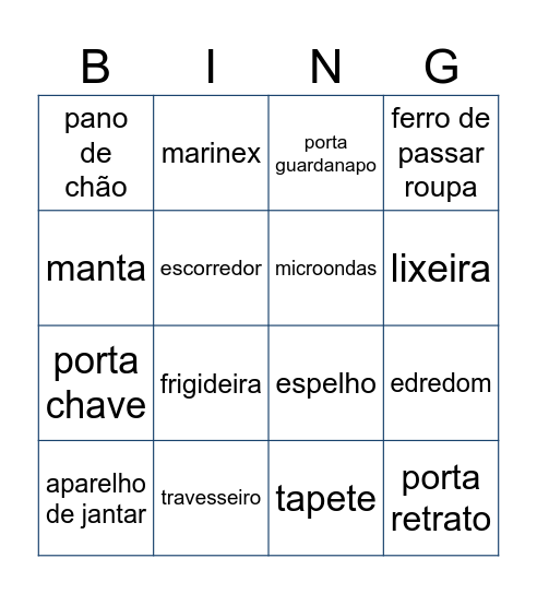 Chá de Panela Bingo Card