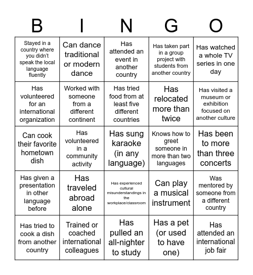 Global Citizen Bingo Card