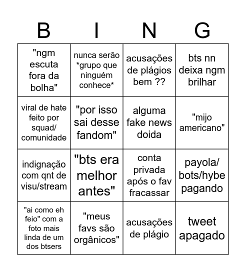 chororô Bingo Card