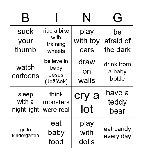 I used to.... Bingo Card