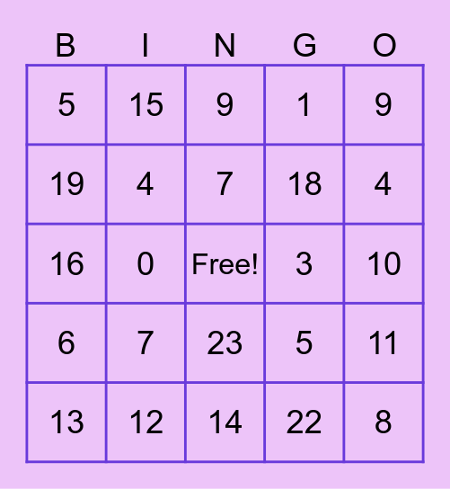 B I N G O Bingo Card