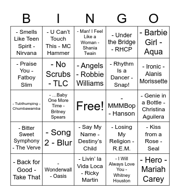 Borneo Music Bingo Card