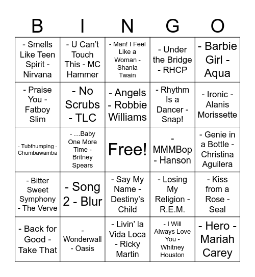 Borneo Music Bingo Card