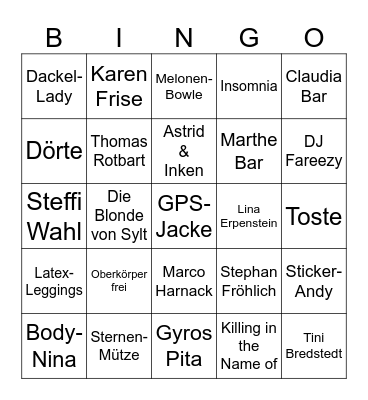 Surfcup Bingo Card