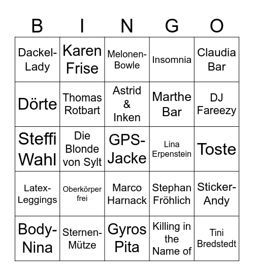 Surfcup Bingo Card
