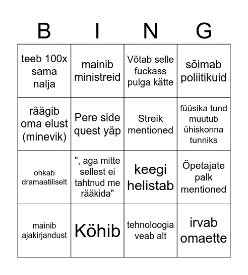 Voltri bingo Card