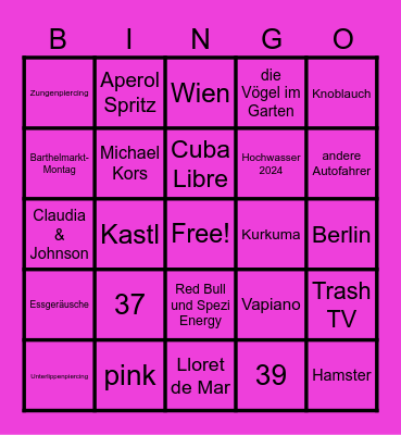 Bettinas Birthday Bingo Card