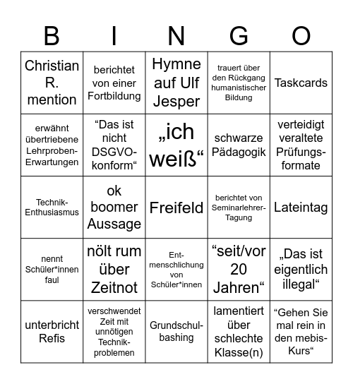 Birgo Bingo Card