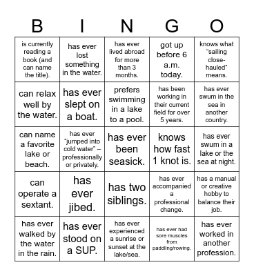 Find someone who... Bingo Card