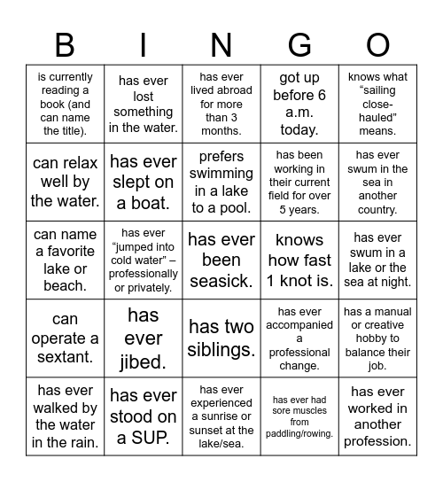 Find someone who... Bingo Card