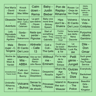 BINGO MUSICAL Bingo Card