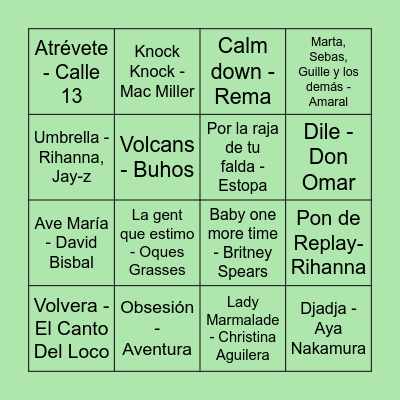 BINGO MUSICAL Bingo Card