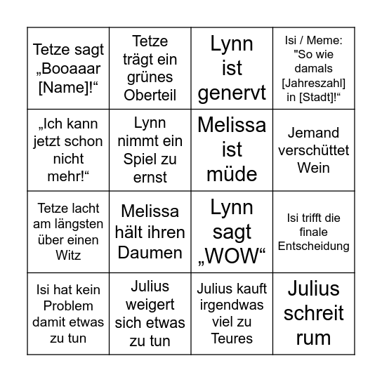 Isi's Bullshit-Bingo Card