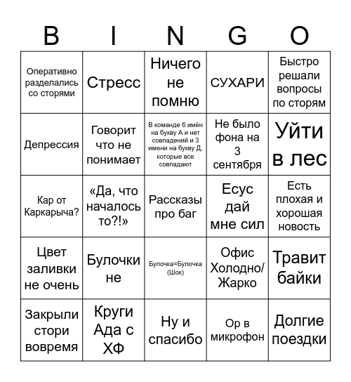 Каринго Bingo Card