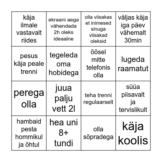 tervislikbingo Card