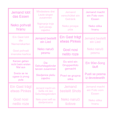 Birthday Bingo! Bingo Card