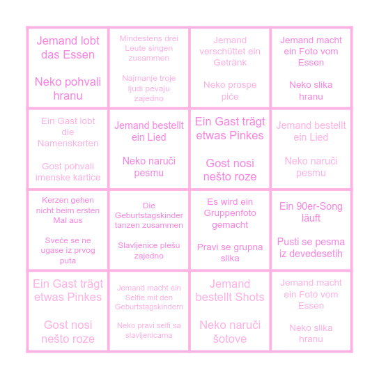 Birthday Bingo! Bingo Card