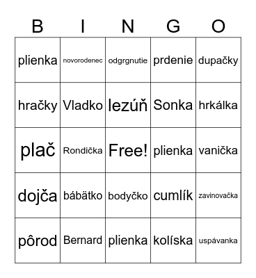 SONKINE BABY SHOWER Bingo Card