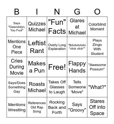 Gwendolyn Bingo Card