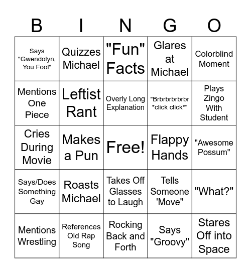 Gwendolyn Bingo Card