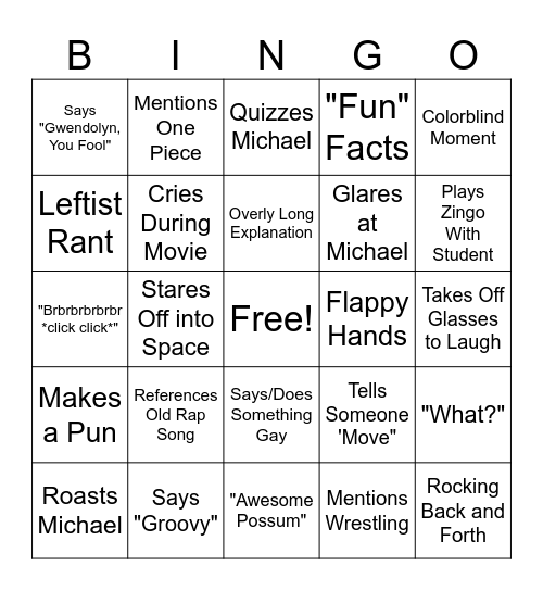 Gwendolyn Bingo Card