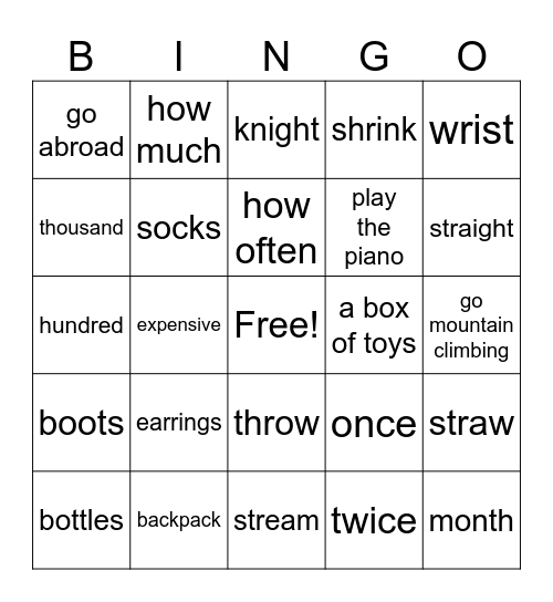 B5 M3 Bingo Card