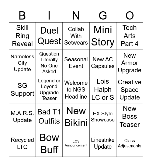 NGS Headline 9/19/25 Bingo Card