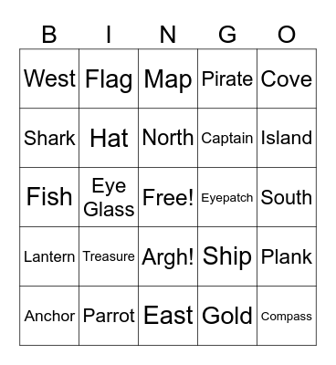 Pirate Bingo Card