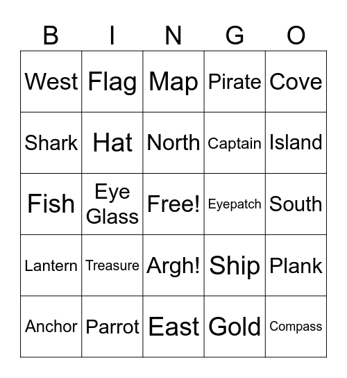 Pirate Bingo Card