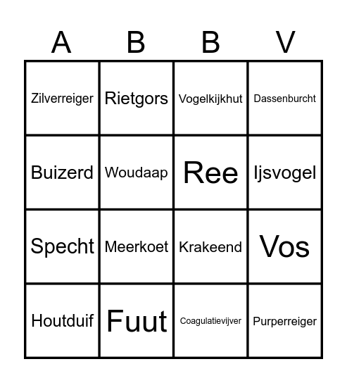AbbVie's Boswachter Bingo! Bingo Card