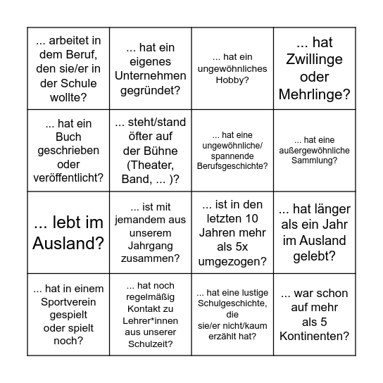 Wer... Bingo Card