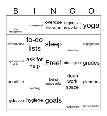 Strategies for learning Bingo Card